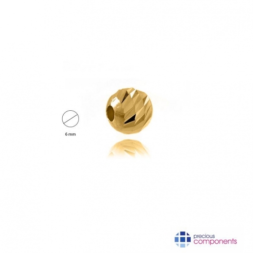 9K Yellow Gold Slash Bead 6 mm  2 holes  - Precious Components